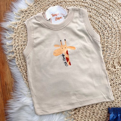  Conj. Regata Cute Giraffe e Bermuda - Areia
